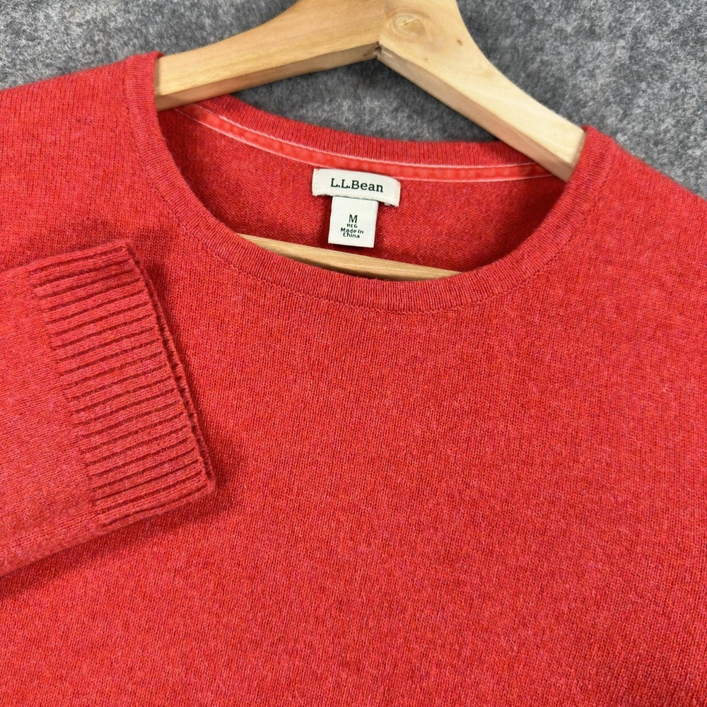 L.L.Bean Sweater Womens Medium Red 100% Cashmere Crewneck Pullover Knit - Picture 1 of 13